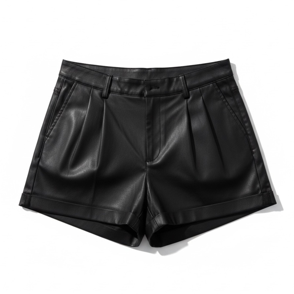 LTB Black Pleated Leather finish Shorts |size S